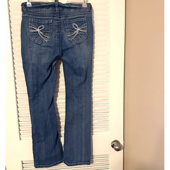 Y2K Wallflower Heavy Contrast Stitch Embroidered Pocket Bling Bootcut Jeans 13 - Picture 4 of 12